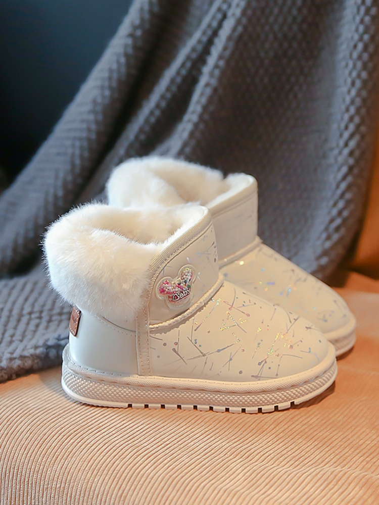 儿童雪地靴冬季加绒加厚女童靴子中大童防滑防水女孩宝宝东北棉鞋