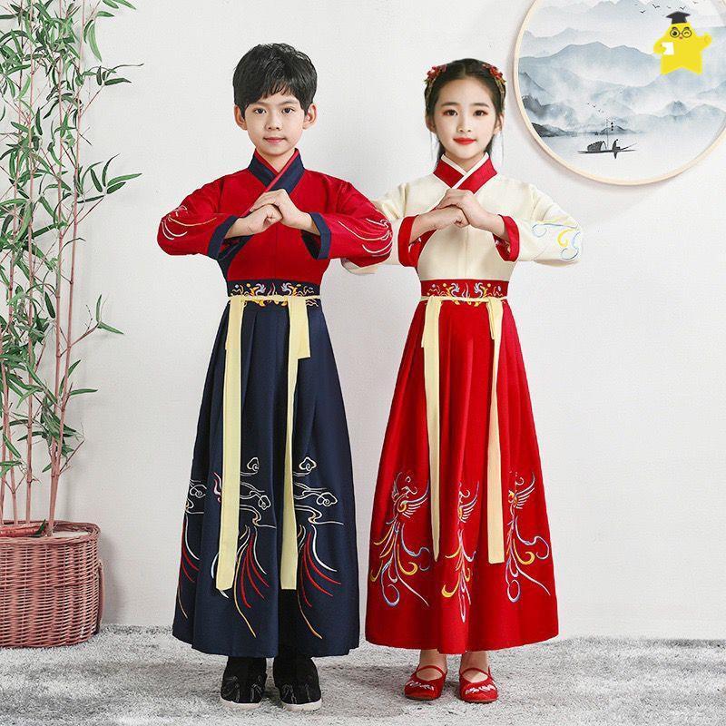 半生雪演出服装儿童舞蹈学生版舞中国风三字经幼儿园国学服合唱服
