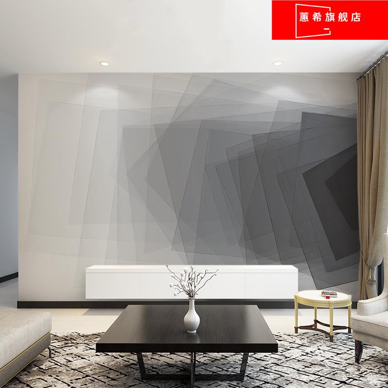 急速发货电视背景墙大气灰色壁纸视觉艺术现代简约墙纸客厅卧室影
