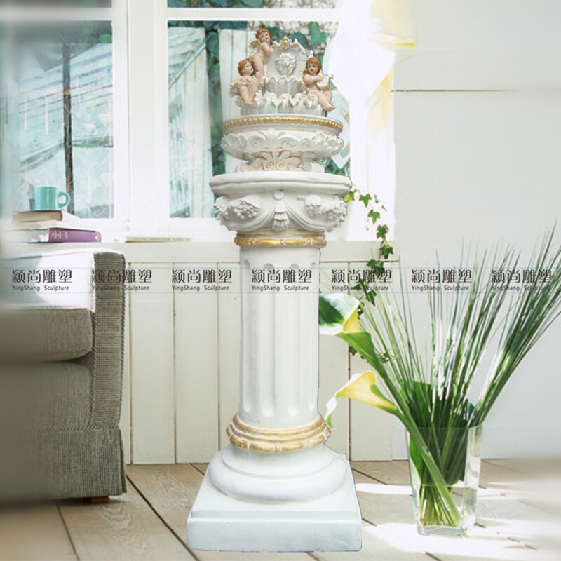 欧式家居装饰品五彩流水喷泉工艺树指摆件加湿增氧器白色款
