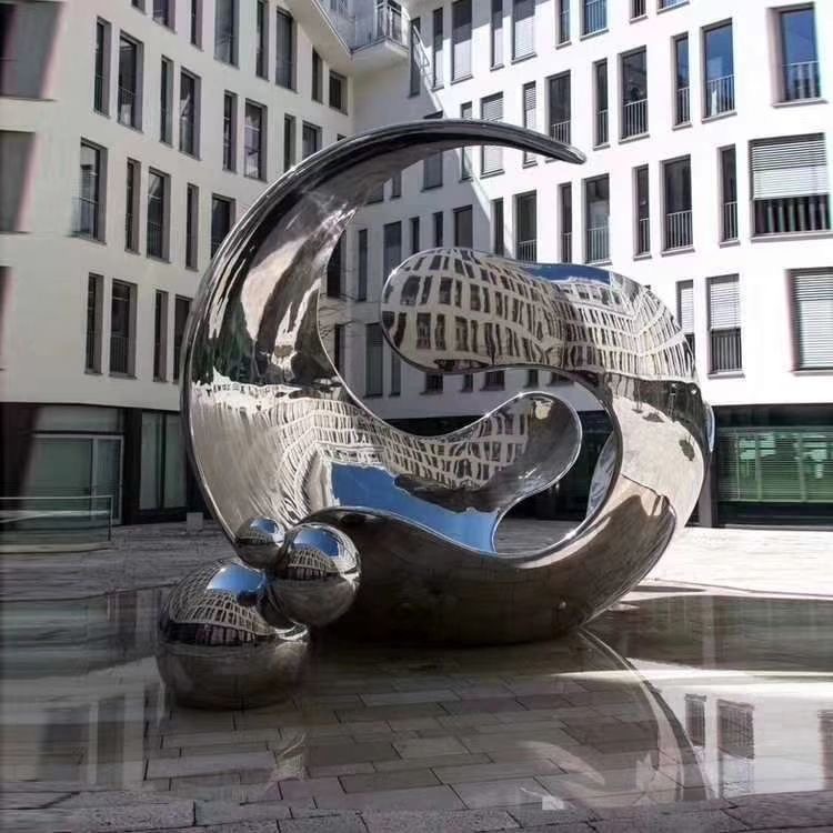 不锈钢雕塑定制广场发光城市异形金属创意海豚园林鹿假山公园落地