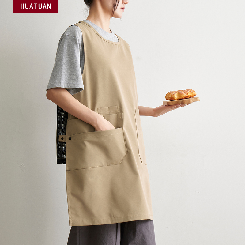 时尚围裙无袖罩衣家用厨房餐饮防泼水男女咖啡店工作服定制印logo