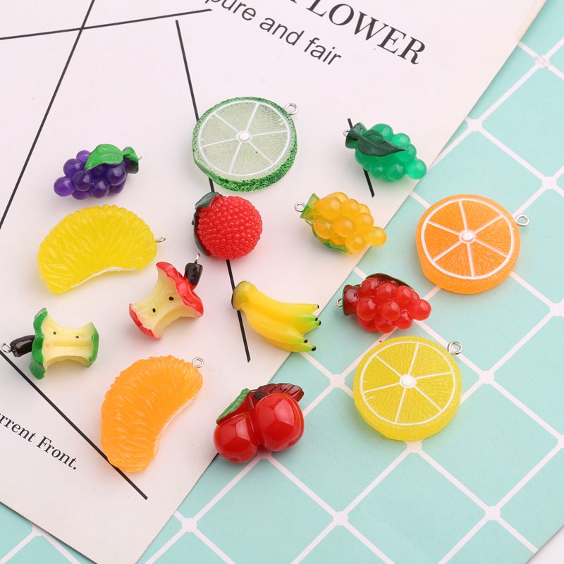 DIY手工饰品趣味生活水果草莓苹果菠萝葡萄柠檬树脂挂件耳饰材料
