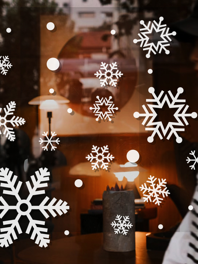 新品圣诞节雪花装饰品橱窗玻璃贴纸个性店铺场景布置窗花贴画气氛
