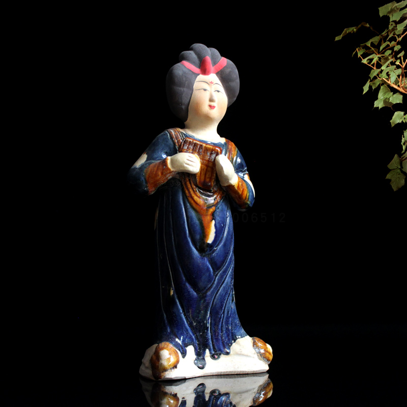 陶瓷仕女乐器俑摆件唐三彩家居客厅摆件彩绘陶俑古玩艺术收藏礼品