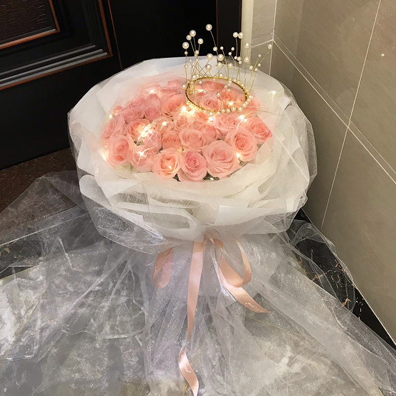 33朵粉玫瑰花束送女友生日礼物北京鲜花快M递同城上海广州配送花