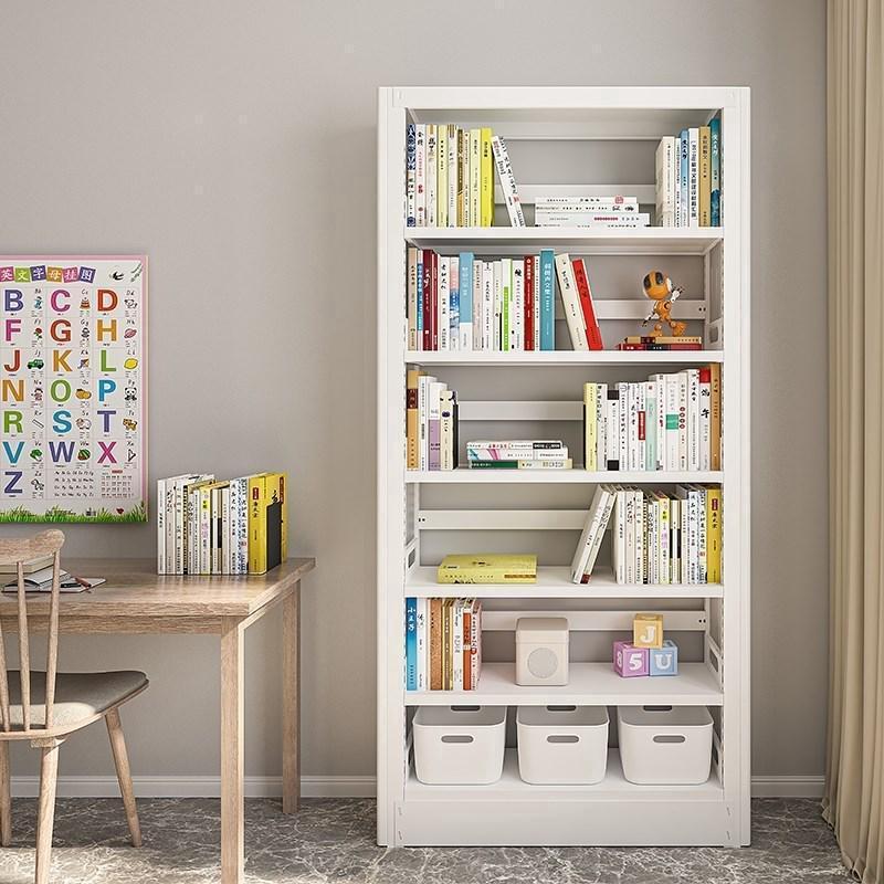新款书柜白色钢制图书馆书架单面双儿童家用豫正书架层板挡书条固