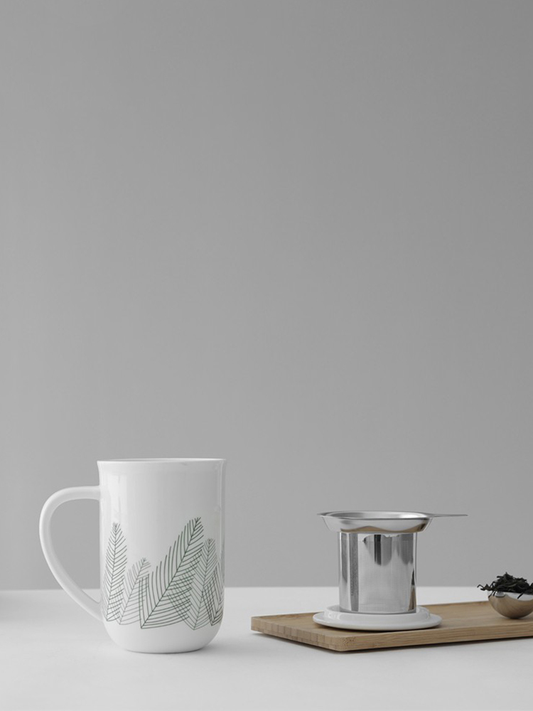 丹麦VIVA带盖茶杯子不锈钢过滤陶瓷马克500ml西西弗书店矢量咖啡