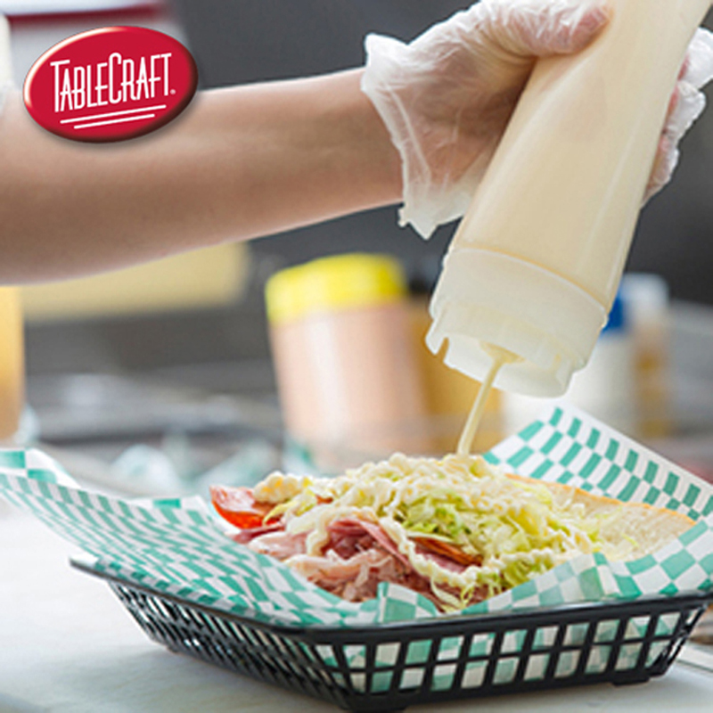 进口Tablecraft塑料双头挤酱瓶沙拉酱调料番茄倒置防漏挤压瓶酱碗