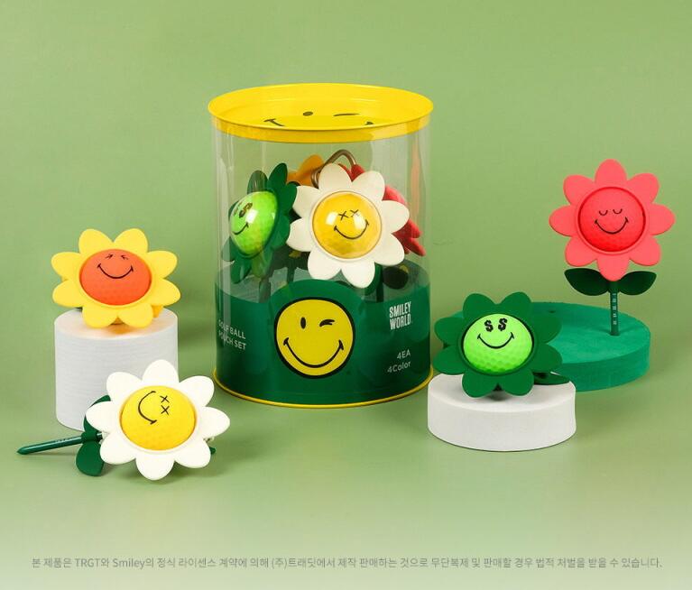 韩国代购SMILEY ORIGINALS高尔夫球花朵笑脸球练习球球包挂件