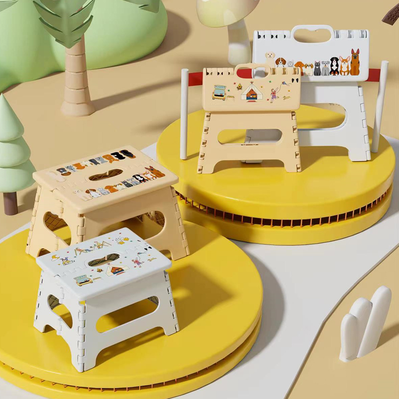 加厚折叠凳子儿童卡通塑料便携式矮凳迷你小板凳户外马扎家用椅子