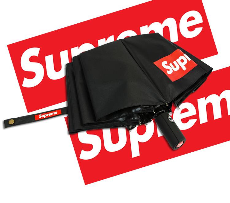 促销supreme新款时尚十股黑胶全自动伞晴雨两用雨伞太阳伞原创