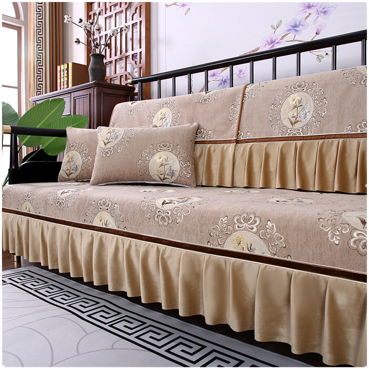 新中式沙发垫一二三组合实木套罩巾防滑四季通简约中国风全包定制