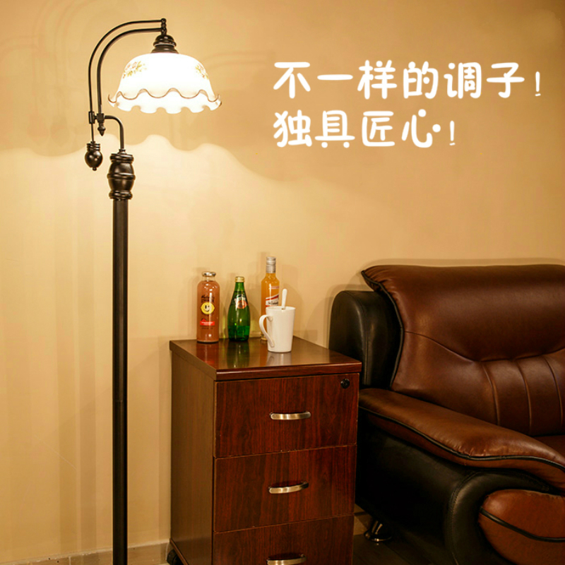 正品老上海创意木艺田园欧式美式复古落地灯客厅卧室床头书房落地