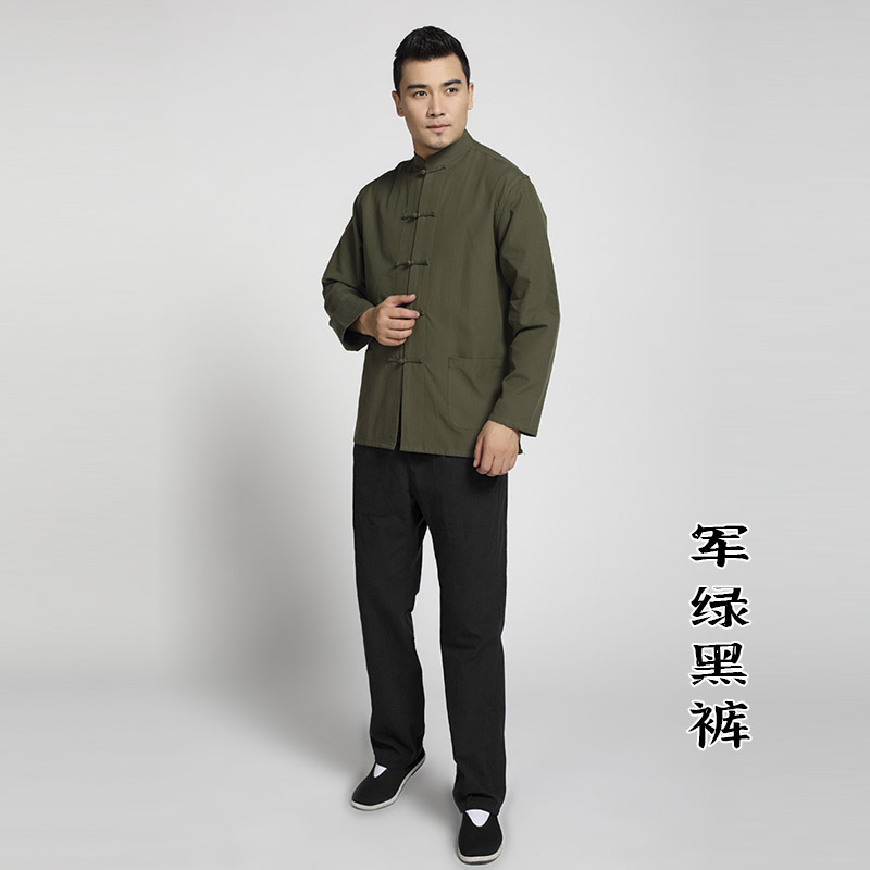 新款中国风唐装男士套装纯棉老粗布居士服中式盘扣汉服男装复古禅