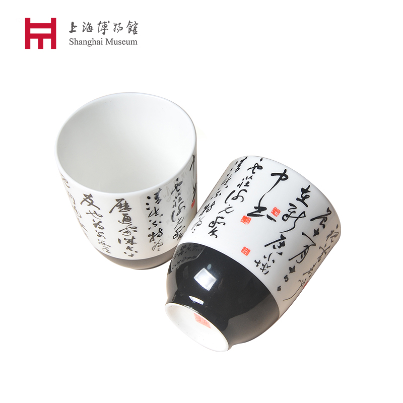 新款上海博物馆陶瓷杯套装清张熊牡丹花卉天香对杯水杯套装伴手礼