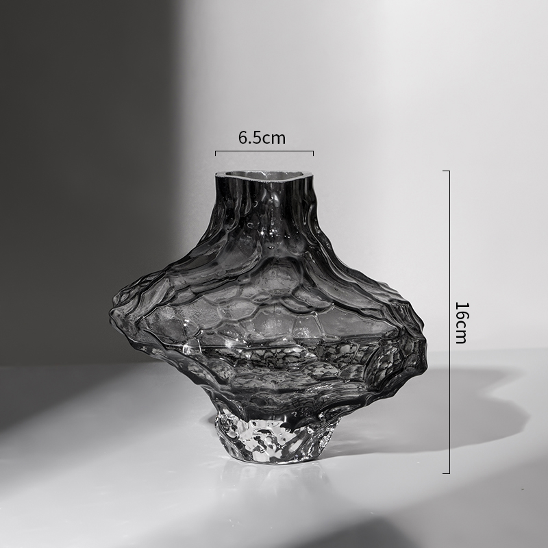 新款北欧山谷玻璃花瓶丹麦峡谷客厅透明插花水养轻奢高档创意艺术