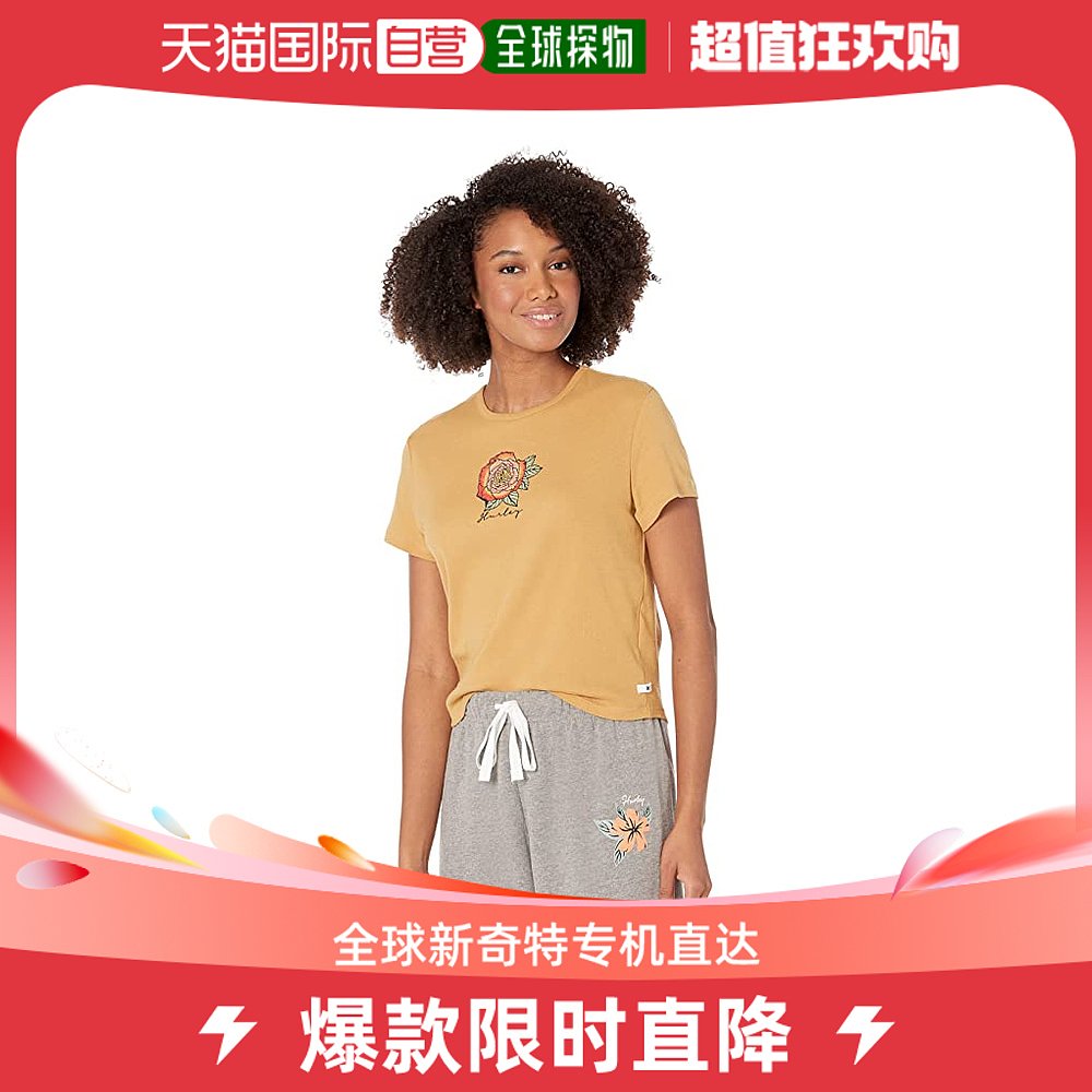 香港直邮潮奢 Hurley 女士Nadya 罗纹童趣T恤