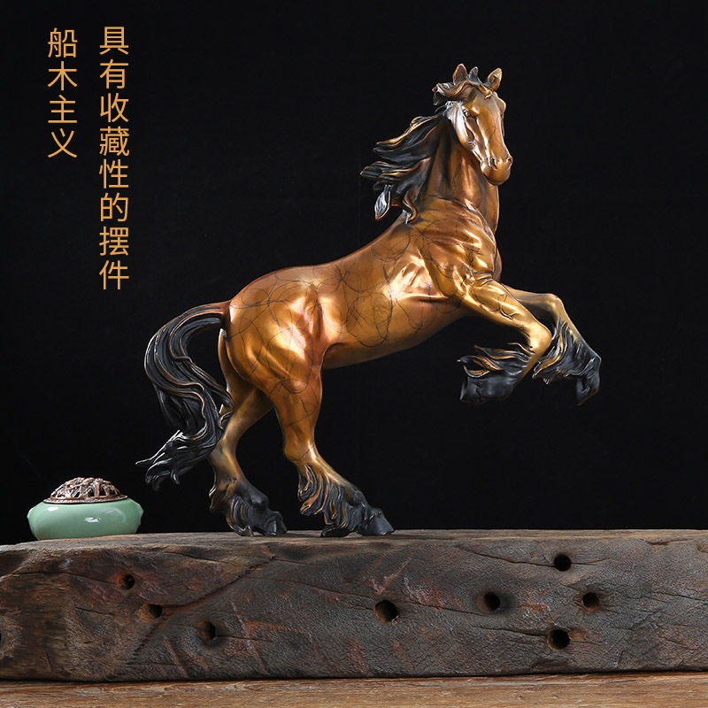 中式黄铜马摆件铸铜工艺品生肖马摆件家居别墅办公室装饰开业礼品