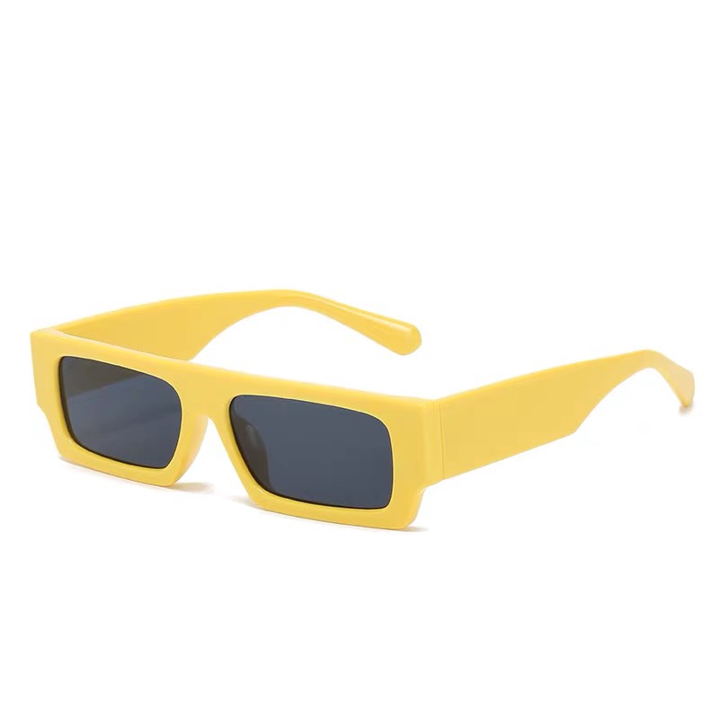 复古小方框长方形超酷街拍造型黄框墨镜太阳眼镜男女适用