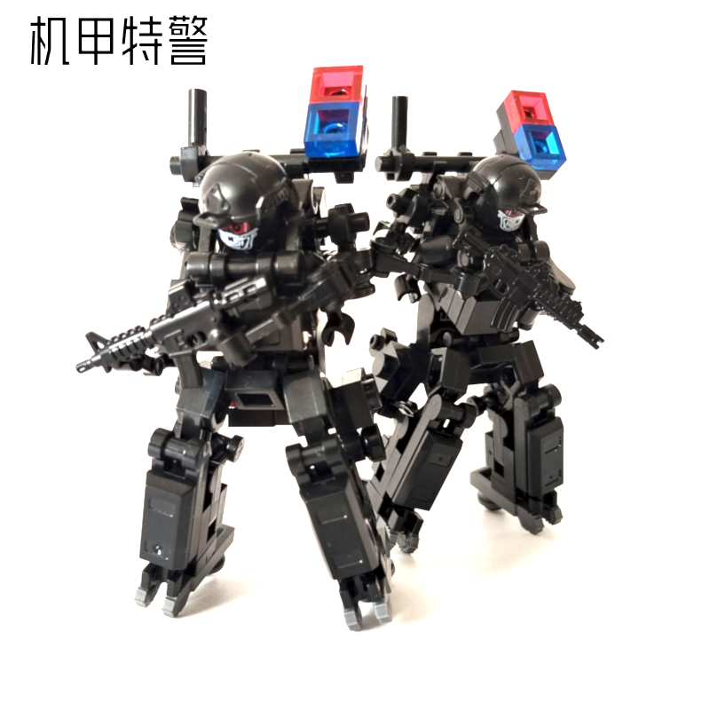 中国积木原创moc可载人外骨骼单兵特警察机甲装甲军事拼装玩具
