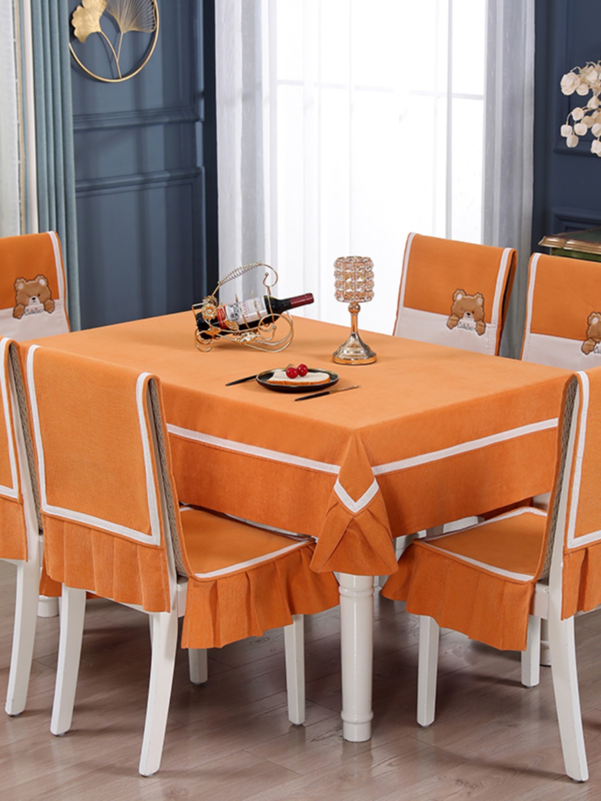 库时尚新款 纯色餐桌布椅套椅垫椅子套罩家用简约北欧餐桌布艺厂