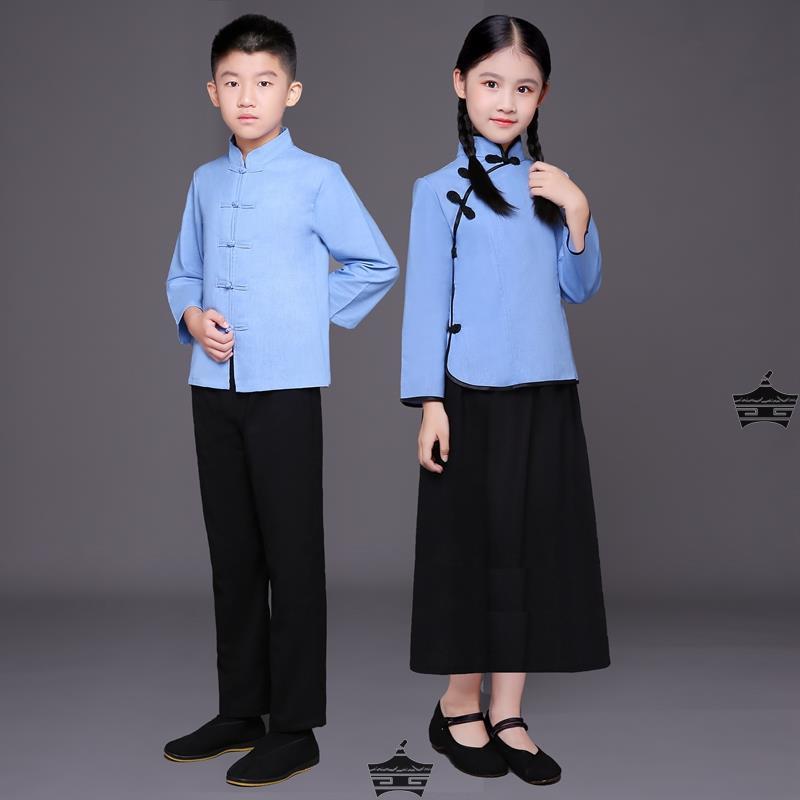儿童民国风学生装五四青年装小学朗诵合唱运动会中国风毕业演出服