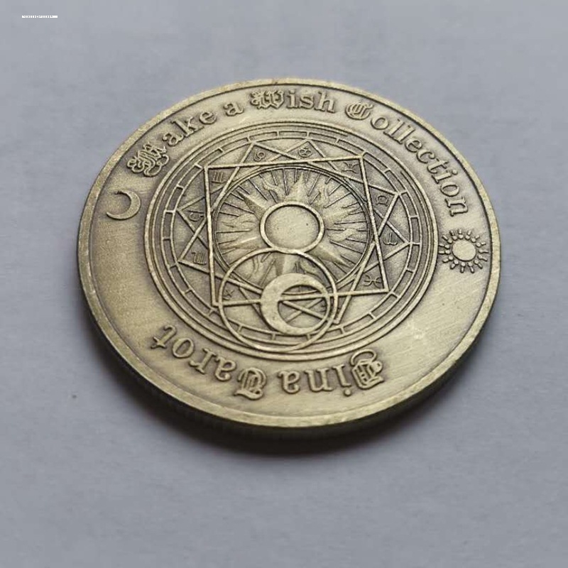 欧美西方塔罗牌金色纪念章日月光华风水许愿币幸运纪念币硬币