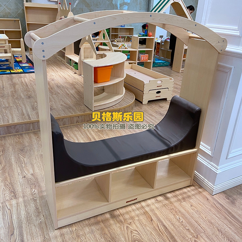 早教园幼儿园阅读室软包书柜木质儿童阅读沙发柜儿童图书馆储物柜