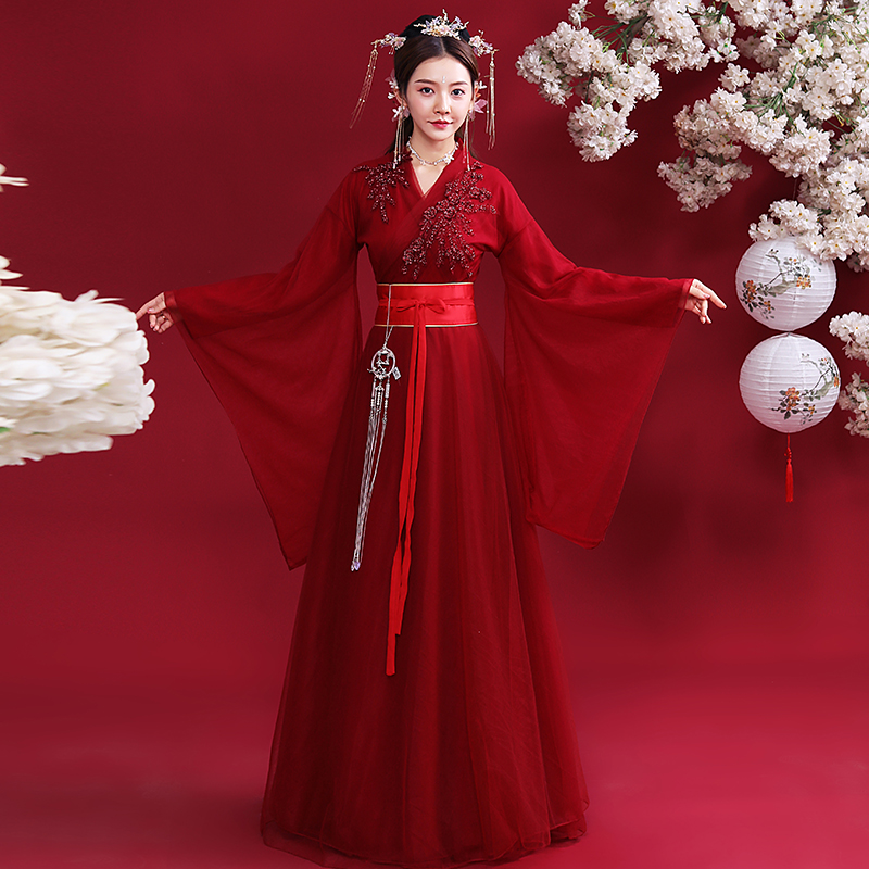 高档汉服古装女中国风超仙原创亲子学生飘逸传统节日舞蹈表演出服