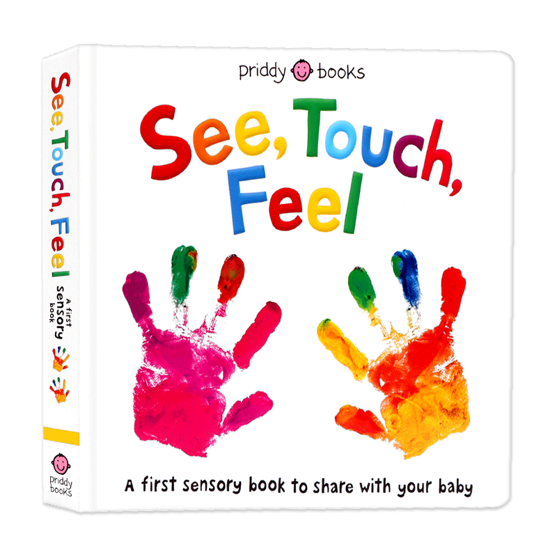 预售 See, Touch, Feel 触觉视觉嗅觉感官认知 内附小镜子 英文原版 亲子互动游戏书 触摸纸板书