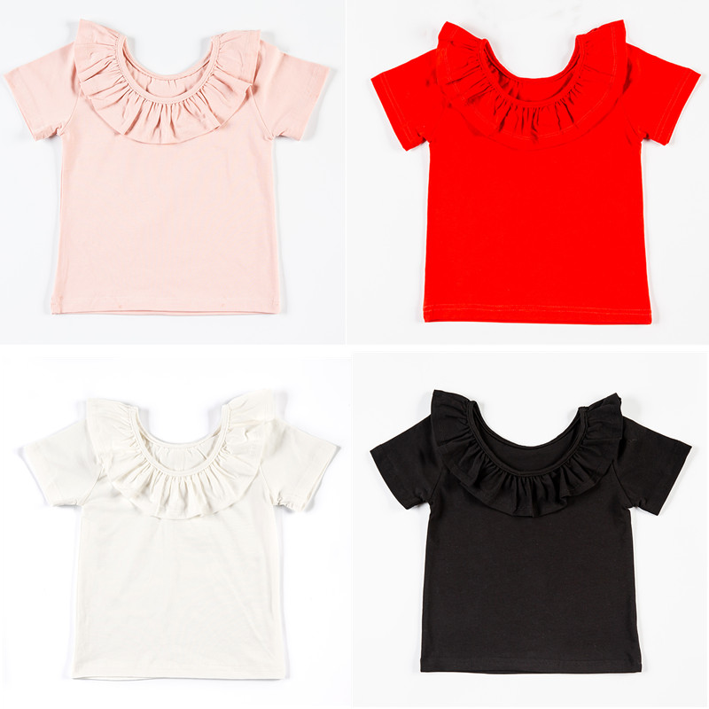 女童T恤夏短袖韩版新款洋气时髦童装宝宝露背莫代尔棉娃娃领上衣