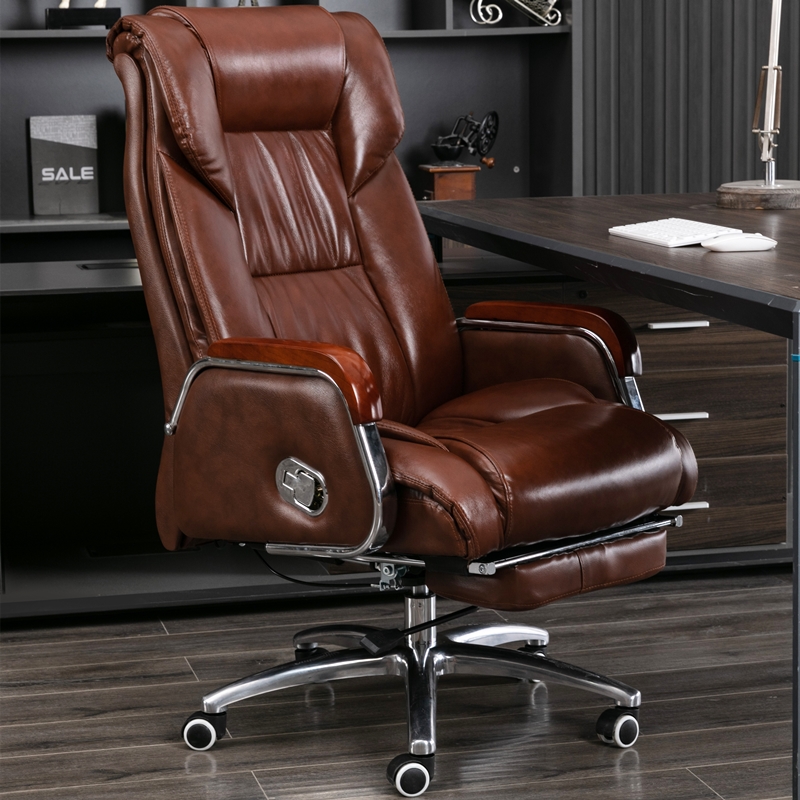 真皮老板椅可躺按摩牛皮大班椅子商务电脑椅家用舒适久坐办公座椅