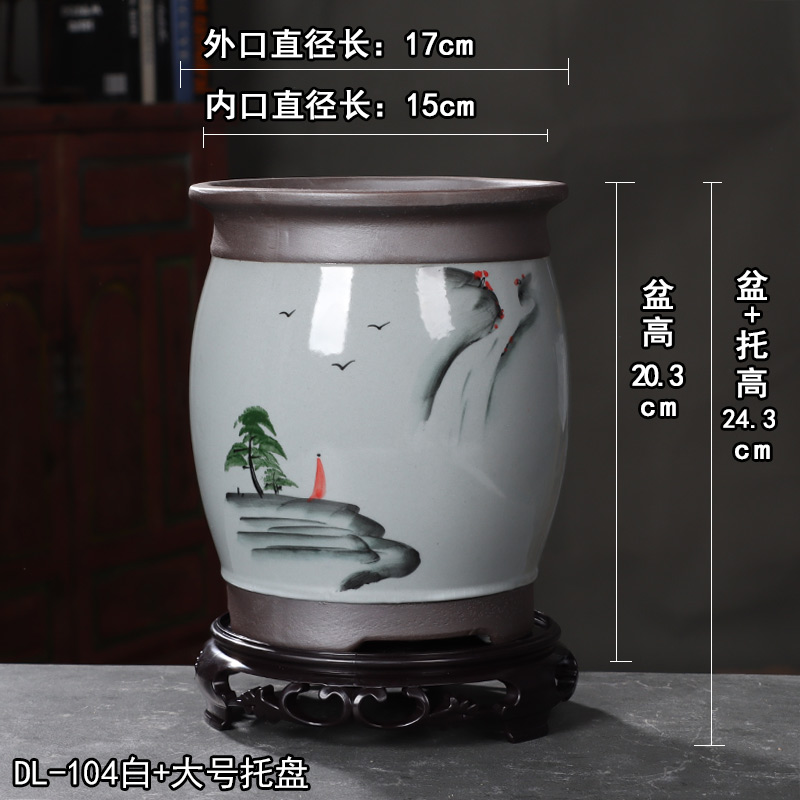 2022新d款中国风复古手绘多肉兰花专用花盆陶瓷高款紫砂大号中式