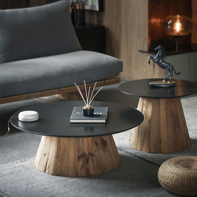 巷子戏法  设计师款现代轻奢简约创意沙发客厅圆形木质小户型茶几