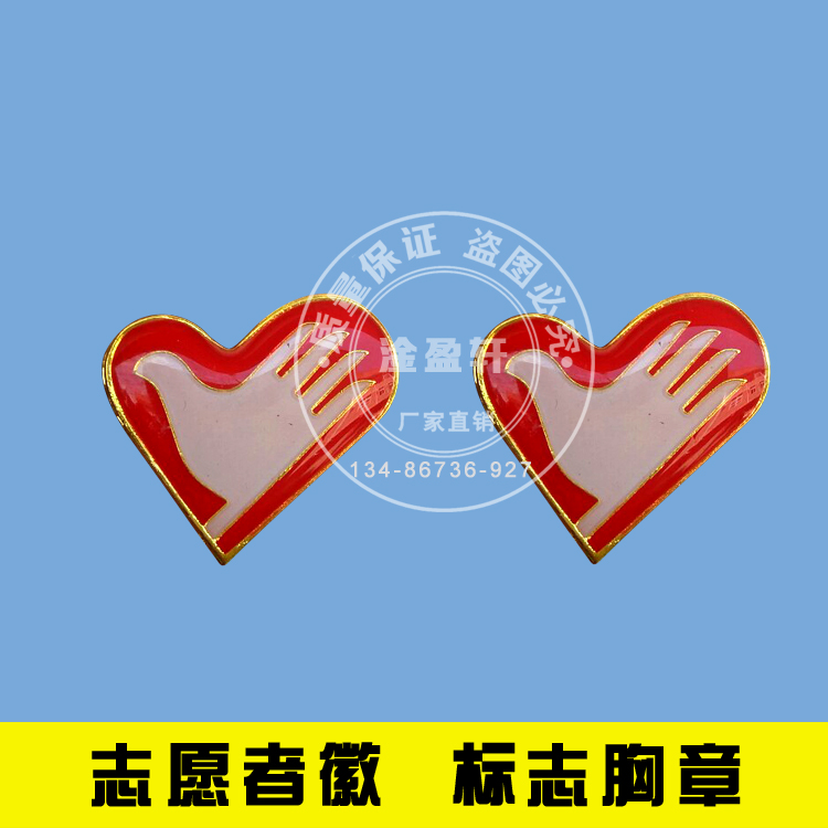 为人民服务中国青年爱心志愿者大小学生校徽章 单位形象招徽胸牌