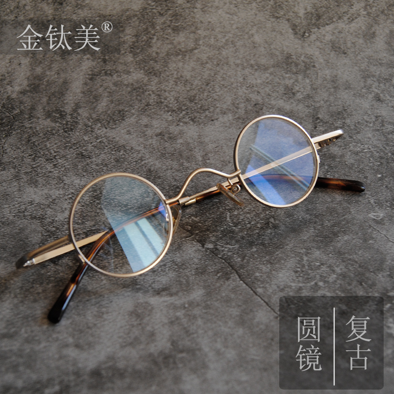 日本雅痞手工造男女轻平光镜可配防蓝光镜复古正圆小圆眼镜框镜架