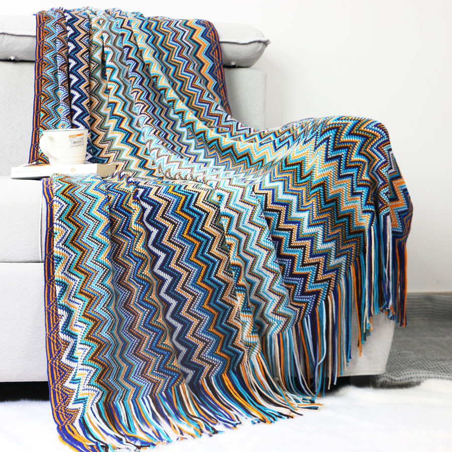 波西米亚绒毛毯针织毯午睡毯子办公室空调毯床尾毯沙发毯盖毯