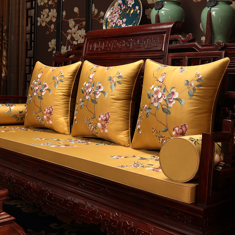 中式沙发垫红木家具坐垫实木椅子中国风罗汉床五件套定制加厚垫子