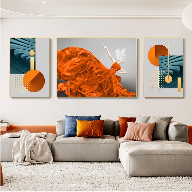极速北欧轻奢人物客厅装饰画现代简约沙发背景墙壁画抽象艺术高端