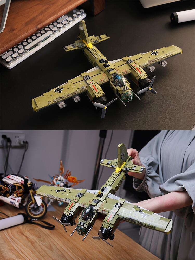 一战二战德国老式战斗飞机轰炸机兼容中国积木拼装玩具男孩军事