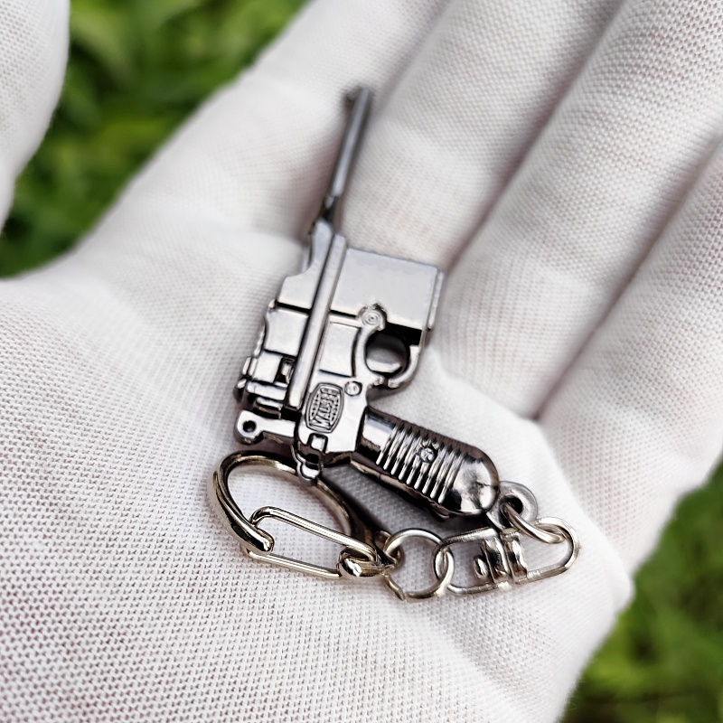迷你驳壳枪1：4手枪武器模型锌合金钥匙链扣背包6cm挂件文创纪念