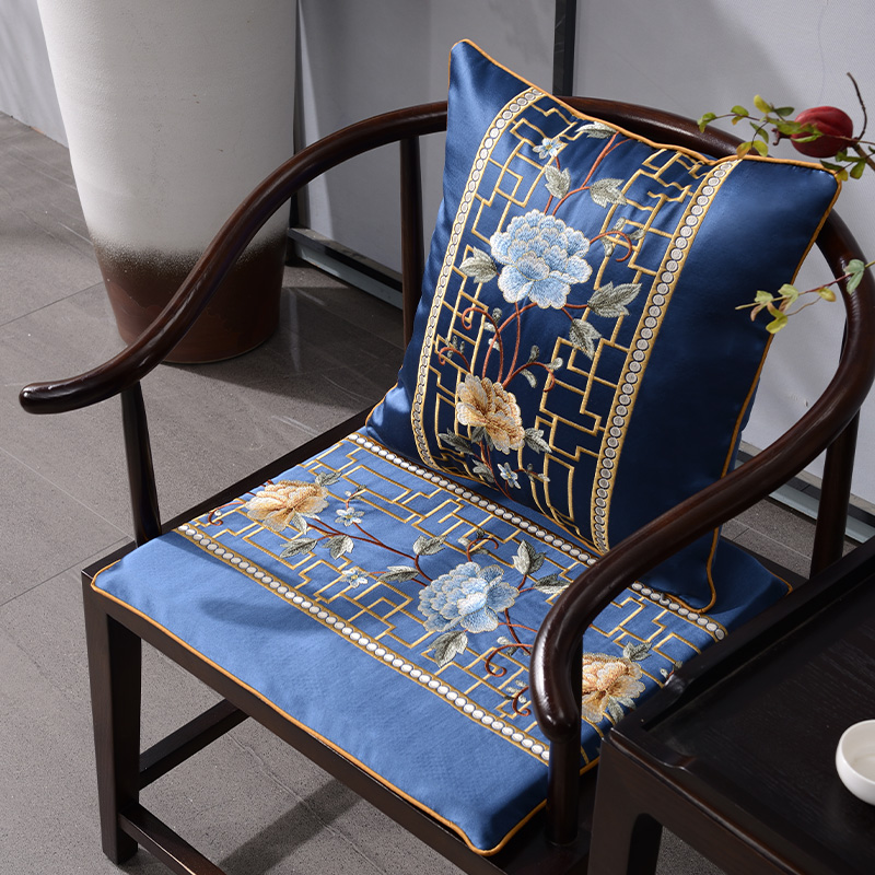 新中式坐垫红木家具椅子防滑垫子家用太师椅餐椅垫凳子可定制方形