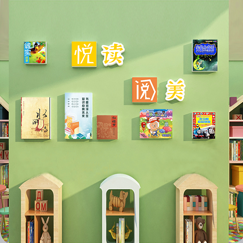幼儿园班级阅读区图书角布置阅览室文化墙绘本馆环创主题墙面装饰