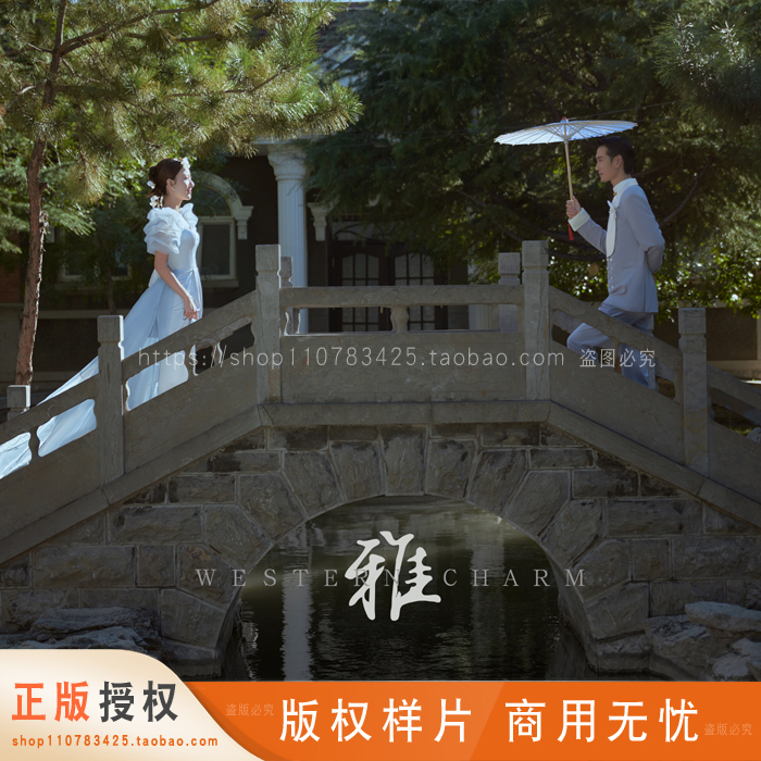 2024年展会影楼摄影婚纱照新样片放大外景中国风园林主题样照客照