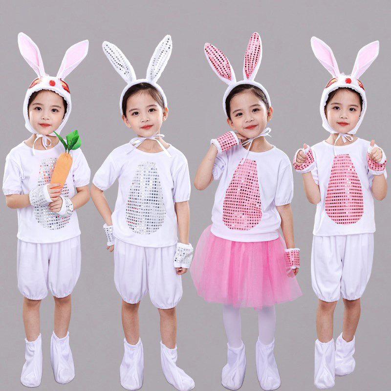 儿童六一小白兔演出服兔子舞蹈服兔服装小兔子裙款动物舞台表演服