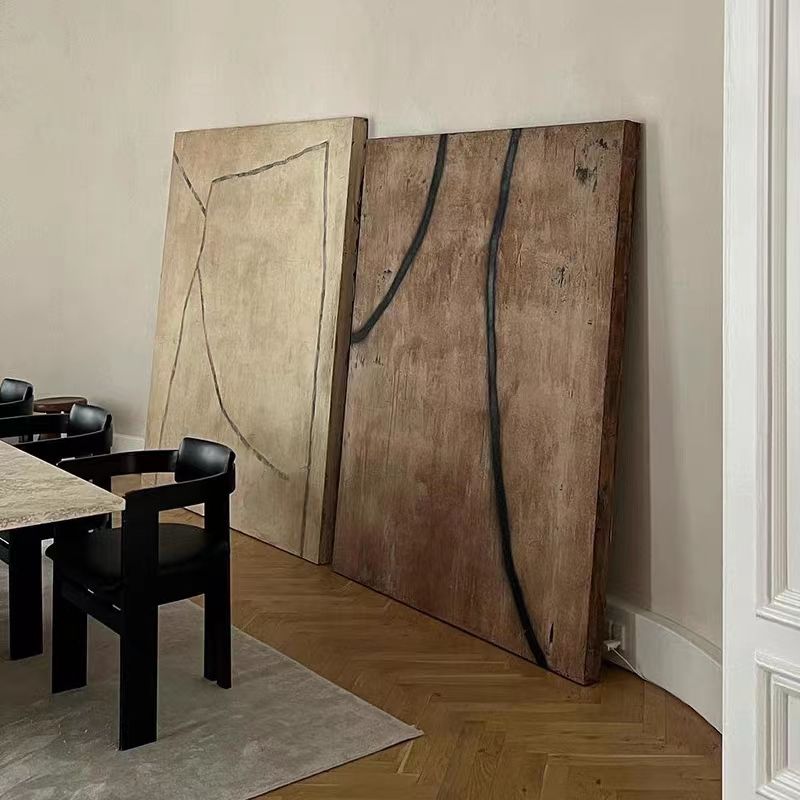 现代侘寂抽象油画时光客厅沙发背景墙挂画极简餐厅玄关肌理装饰画
