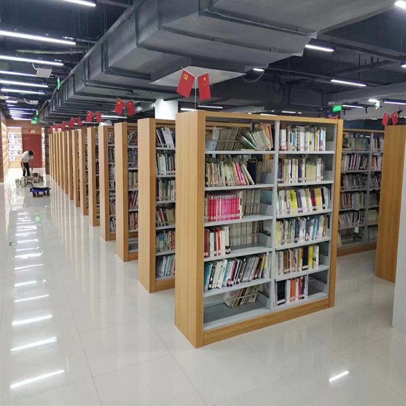 书店书架钢木学校图书馆文件数据阅览室单双面钢制书架家用定制