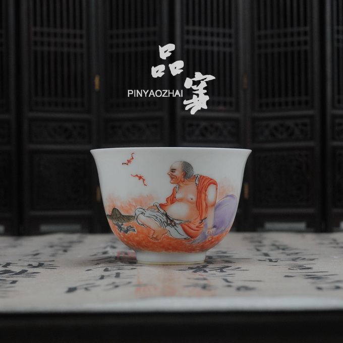 【品窑斋】粉彩菩萨人物小茶杯复古手工景德镇瓷器手绘茶具包邮