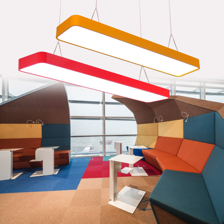 法斯琳圆角彩色LED办公室吊灯现代铝材长条办公楼书房商业照明灯